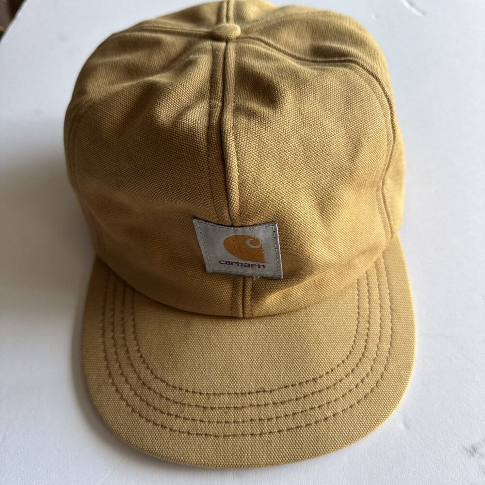 Vintage Carhartt Duck Canvas Ear Flap Hat Made USA Tan Insulated Workwear Cap M